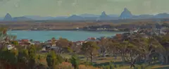 William Rowell, Glass House Mountains Landscape, Oil on Canvas on Wood Panel