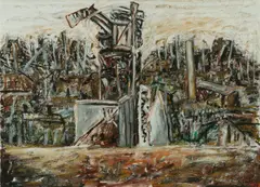 Jan Senbergs, Mine Shaft, 1984, Oil Stick on Paper