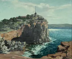 Alan Grieve, Coastal Cliff Scene, 1959, Oil on Canvas on Board