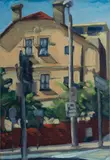 Rudy Kistler, Street Crossing, Oil on Ply
