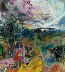 Lucy and I in Northern England by Wendy Sharpe, 1989, Oil on Canvas, sold May 2024