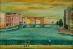 Cedric Flower, Anichkov Bridge, Leningrad [St Petersburg], 1972, Oil on Board