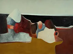 Stuart Black, Land Sleeping Beside the Sea, 1967, Oil on Board