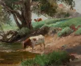Robert Camm, The Drinking Hole, c.1905, Oil on Canvas on Board