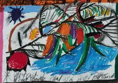 James Drinkwater, Postcards Addressed to the Interior 17, 2019, Ink, Oil Crayon & Charcoal on Paper
