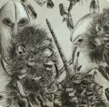 Cressida Campbell, Banksia and Masks, 1979, Inked Drypoint Synthetic Plate