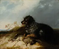 Edwin Henry Landseer, Wild-Haired Terrier with a Rabbit, c.1840, Oil on Canvas