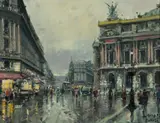 Jean Salabet, Place de l'Opera, Paris, Oil on Canvas