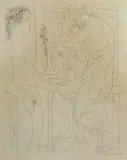 Pablo Picasso, Modele nu et Sculptures, La Suite Vollard (Nude Model and Sculptures, from the Vollard Suite), 1933, Etching on Laid Paper (ed. of 260)