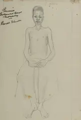 Grumia [?], Government House, Moresby, Russell Islander by William Dobell, c.1950, Study for the oil, 'Boy in White Lap Lap,' 1952, sold Apr 2024