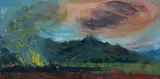 William Dobell, Volcano Erupting, New Guinea, Gouache