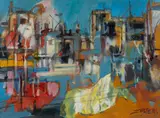 Reinis Zusters, City Transformation, Oil on Canvas on Board