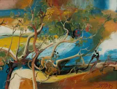 Bush Trees by Reinis Zusters, Oil on Canvas on Board, sold Apr 2024