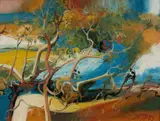 Reinis Zusters, Bush Trees, Oil on Canvas on Board