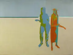 Roderick Malcolm Shaw, Woman Fishing, 1971, Acrylic on Board