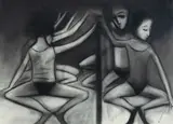 Robert Dickerson, Young Ballerinas, Charcoal