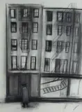 Robert Dickerson, New York Street Scene, c.1997, Charcoal