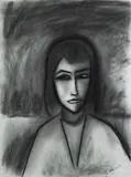 Robert Dickerson, Portrait of Young Lady, Charcoal