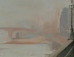 Brian Blanchard, Thames Embankment, London, Oil on Board
