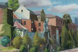 Brian Blanchard, Old Buildings, Day Street [Sydney], 1987, Oil on Board