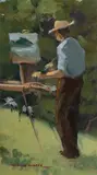 Allan Waite, Hans Larsen Painting at Tambourine Bay [NSW], Oil on Canvas on Board