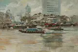 Sia Yong Koeh, Singapore River, 1983, Oil on Canvas
