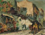 Koempoel Sujatno, Street Scene, Oil on Canvas