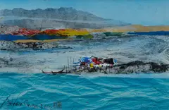 Jehan Chan, Coastal Village, 2000, Mixed Media on Paper