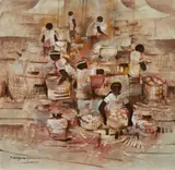 Market Vendors by Paco Gorospe, Oil on Canvas, offered Mar 2024