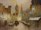 Busy Street, Philippines by Alfredo Buenaventura, Oil on Canvas, sold Mar 2024