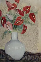Munetsugu Satomi, Anthuriums, 1947, Oil on Canvas