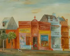 Cedric Flower, Corner Shop, 1980, Oil on Board