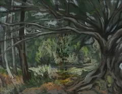 Desiderius Orban, Woodland Opening, Pastel