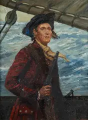 Raymond Lindsay, Buccaneer at Sea, Oil on Board