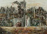 Jan Senbergs, Mine Shaft, 1984, Oil Stick on Paper