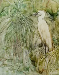 William Boissevain, Egret, 1977, Oil on Board