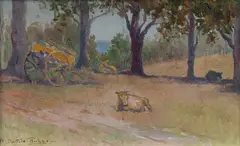 Resting Hour by Antonio Dattilo Rubbo, c.1922, Oil on Board, sold Mar 2024