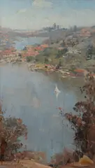 Ashley Cooper, View Up the River, 1929, Oil on Board