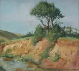 Raymond Lindsay, Tree and Riverbank, Oil on Board