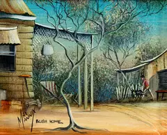 Bush Home by Max Mannix, Oil on Board, sold Mar 2024