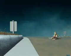 Peter Moller, Child on a Road, 1973, Oil on Board