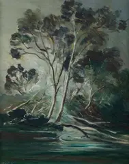 Margaret Coen, Trees on a Windy Day, Oil on Canvas on Board