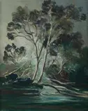 Margaret Coen, Trees on a Windy Day, Oil on Canvas on Board