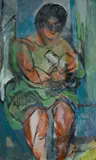 Alan Warren, Mother and Child, 1989, Oil on Board