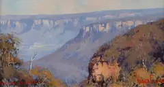 Jamison Valley [Blue Mountains] by Werner Filipich, Oil on Board, sold Mar 2024