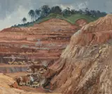 Leonard Long, Mine Face, Bukit Bisi, East Coast Malaya, 1961, Oil on Canvas on Board