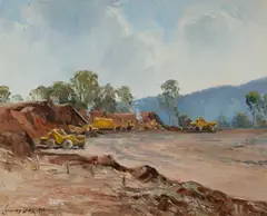 Mining Scene, East Coast Malaya by Leonard Long, 1963, Oil on Canvas, offered Mar 2024