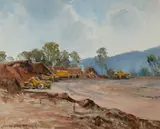 Leonard Long, Mining Scene, East Coast Malaya, 1963, Oil on Canvas