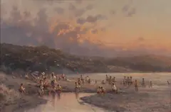 Ramon Ward-Thompson, Late Afternoon on the Beach, Oil on Canvas on Board