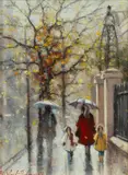 Ramon Ward-Thompson, Autumn on Macquarie Street, Sydney, Oil on Canvas on Board